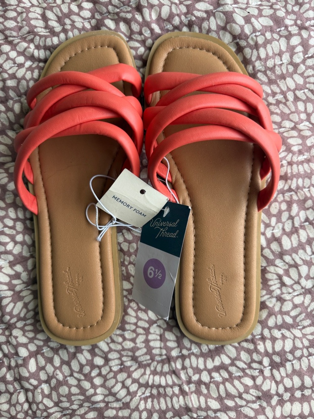Universal Thread Coral Multi-Strap Memory Foam Slide Sandals